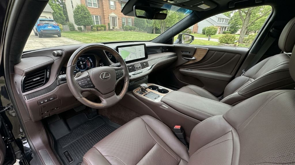 Lexus LS brown leather interior detail — Round Rock Mobile Detailing